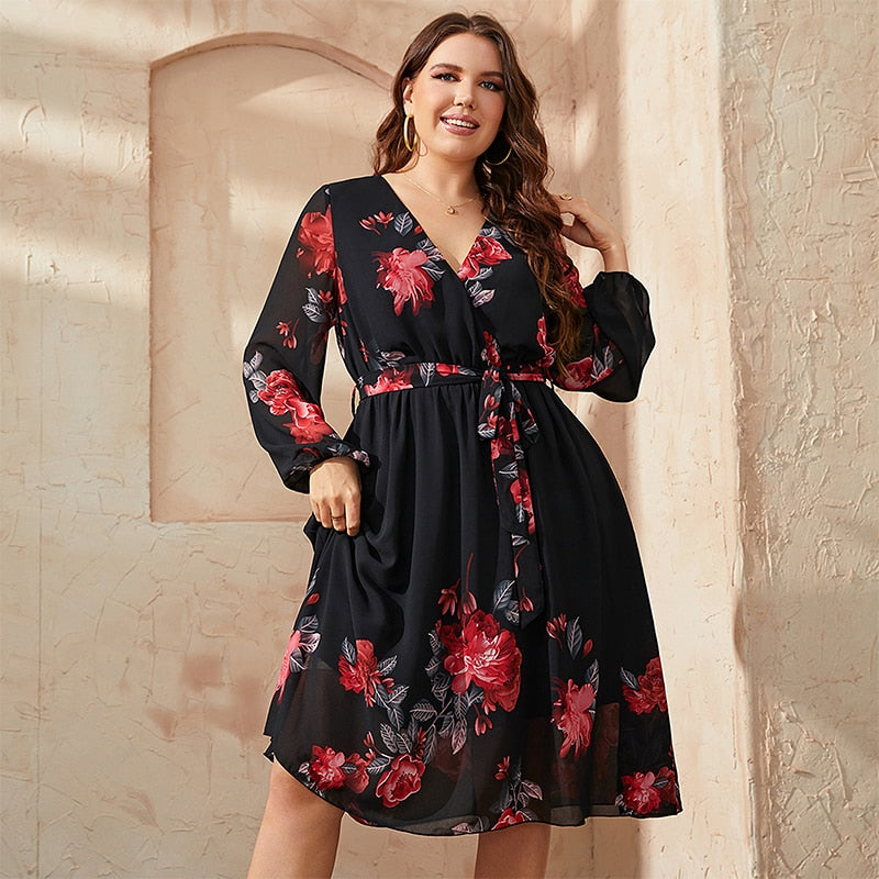 met bloemenprint (plus-size)