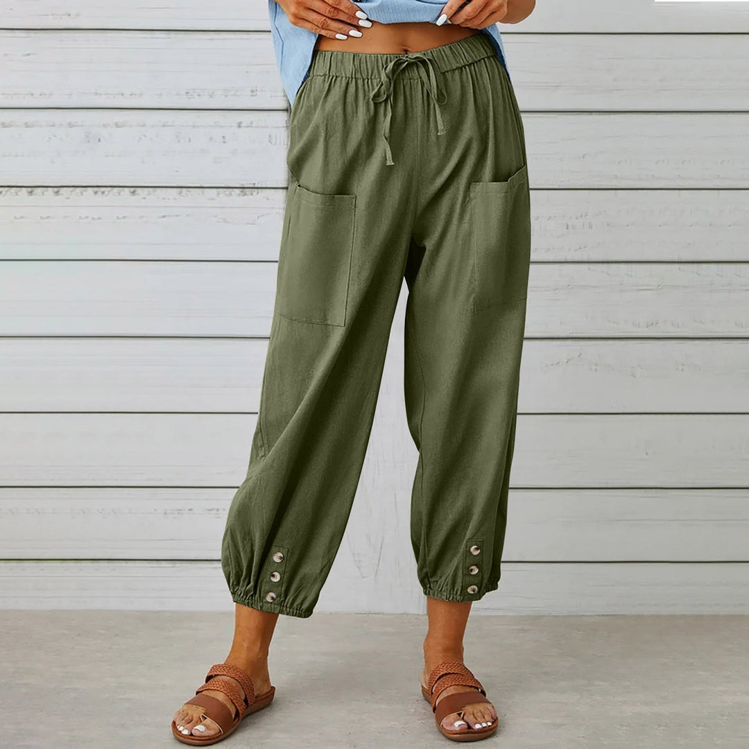 Heidi-Mode | Hosen Damen Leinen Capri Hosen für Entspannten Komfort Lockeren Stil