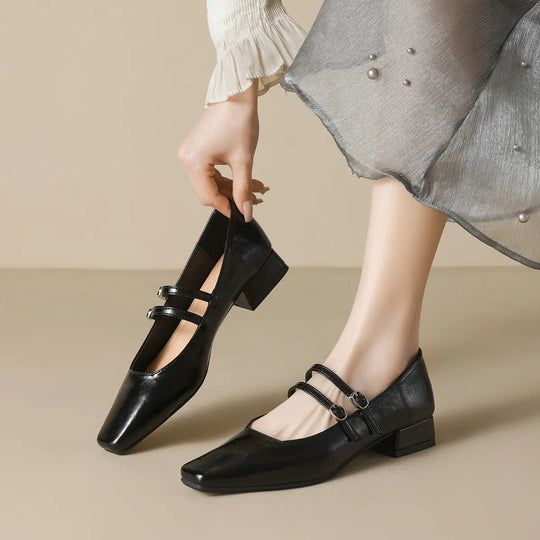 Heidi-Mode | Neue Frühling Damen Oberbekleidung Schuhe Quadrat Zehe Design Mary Jane Schuhe Damen Lässige Hohe Absätze Arbeitsboots Große Größen