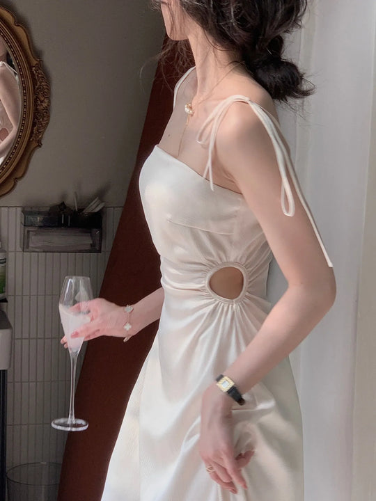 Heidi-Mode | Mittlere Länge Kleider Satin für Frauen