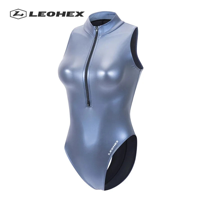 Heidi-Mode | Sexy Matt Schwarz Leotards Ärmelloser Bodysuit Hochgeschnitten Einteilig Badebekleidung Frauen Badeanzüge Japanische Badesachen