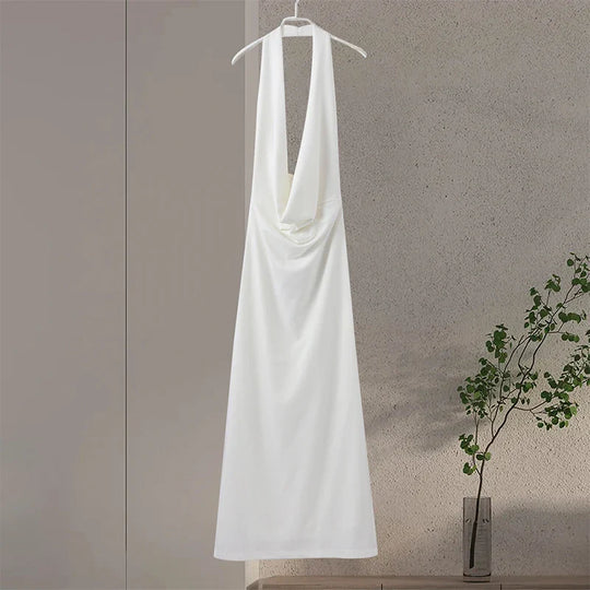 Heidi-Mode | Halter Offene V-Rückenlose Maxi Kleider