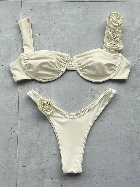 Heidi-Mode | Push Up Bikini Sexy Frauen Bademode Weibliche Bademode Sexy Bikini Set Brasilianisch Biquini Blumen Badeanzug Bandage Strandbekleidung