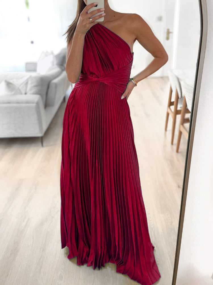 Heidi-Mode | Ein Langarm Falten Backless Maxi Kleid