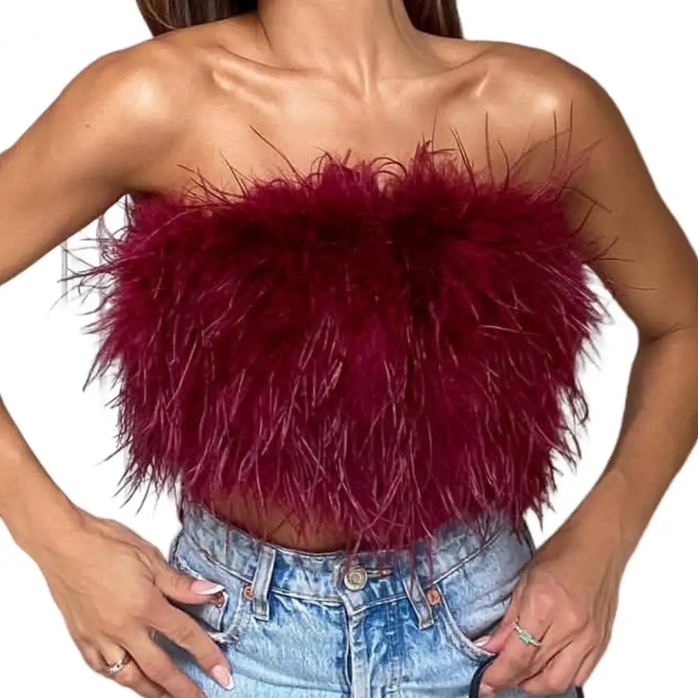 Heidi-Mode | Party Crop Top Verdeckter Reißverschluss Leichtgewichtig Bauchnabel Ausgestellt Ohne Ärmel Off Shoulder Damen Camisole Frauen Tube Top Guter Look
