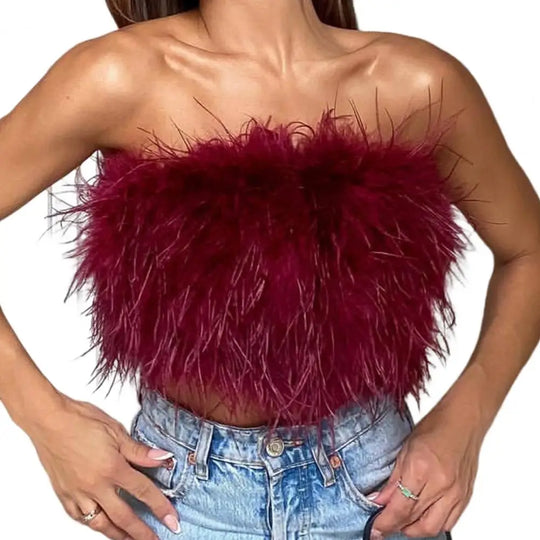 Heidi-Mode | Party Crop Top Verdeckter Reißverschluss Leichtgewichtig Bauchnabel Ausgestellt Ohne Ärmel Off Shoulder Damen Camisole Frauen Tube Top Guter Look