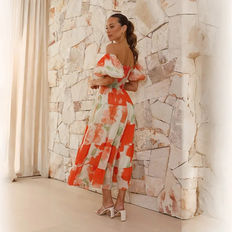 Heidi-Mode | Puffärmel Off Shoulder Maxi Kleider