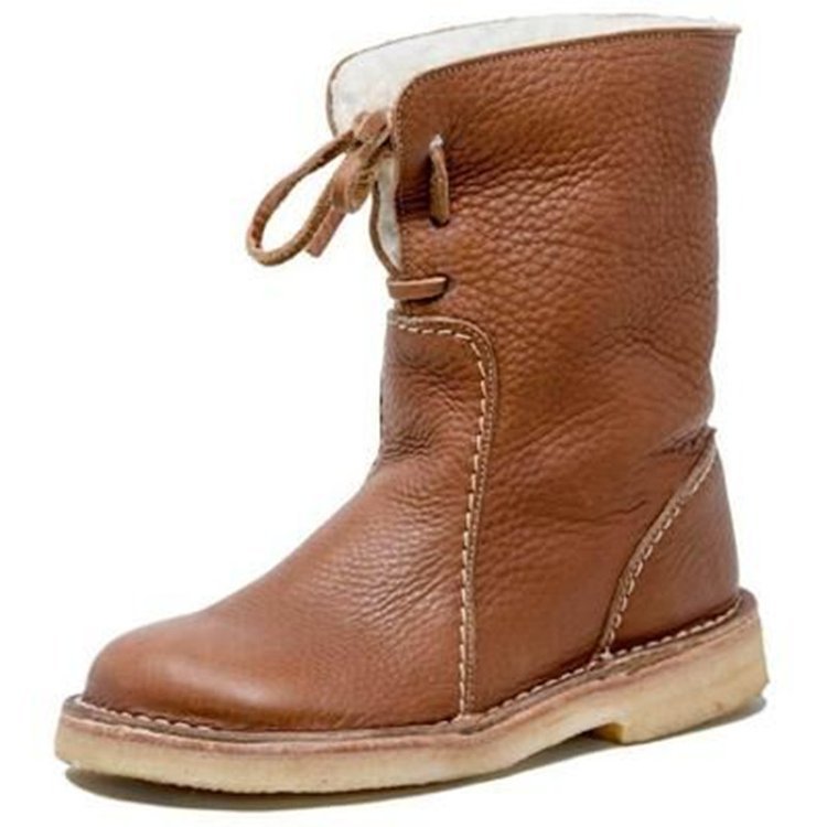 Heidi-Mode | Wasserdichte Lederstiefel mit warmem Wollfutter