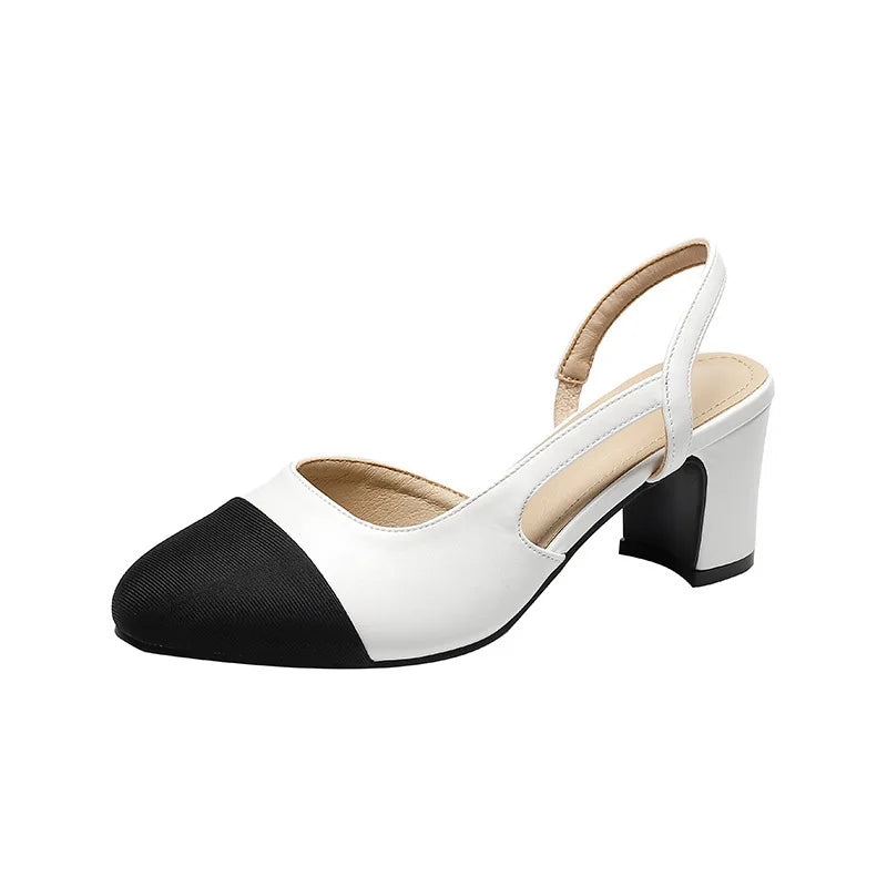 Heidi-Mode | Patchwork Leder Slingbacks Frauen Sandalen Mode Flache Ferse Frauen Schuhe Sexy Party Sandalen Kleid Hochzeit Party Schuhe