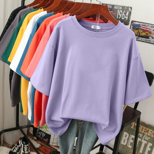 Heidi-Mode | Oversized Baumwoll-Basic-T-Shirt für Damen