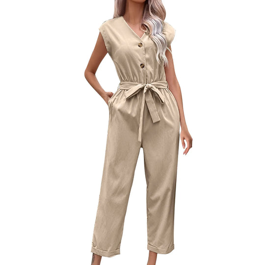 Stilvoller Jumpsuit mit kurzen Ärmeln und verkürzter Hose