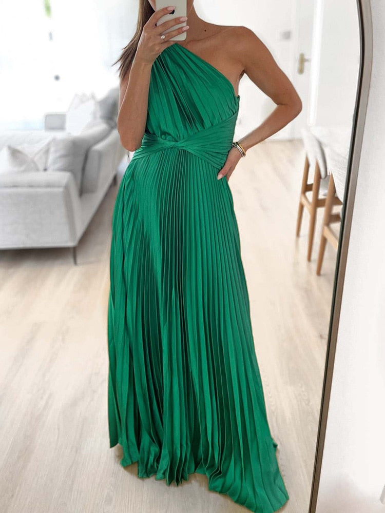 Heidi-Mode | Ein Langarm Falten Backless Maxi Kleid