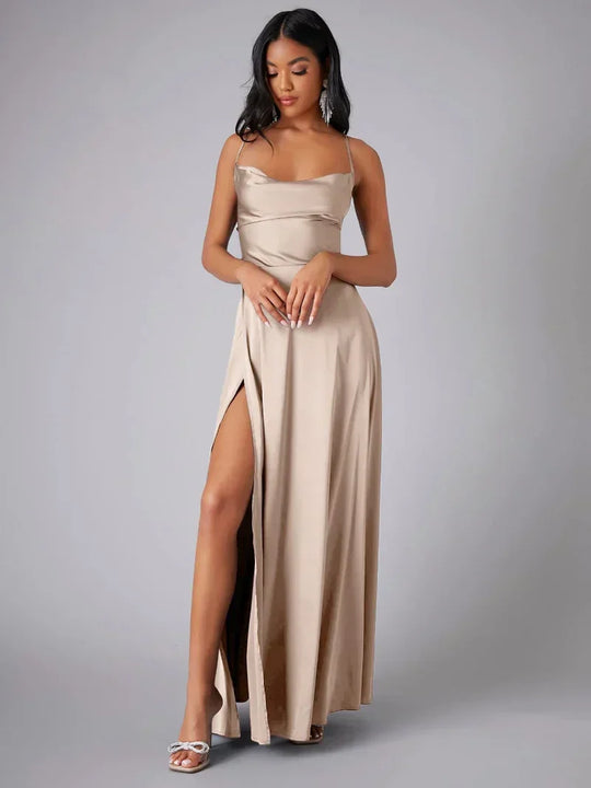 Heidi-Mode | Seiden-Maxikleid mit Geflochtenem Rücken Kleid Dich für Formelle Anlässe Lucette