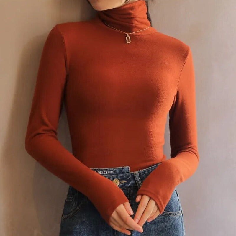 Heidi-Mode - Samt Rollkragenpullover für Frauen