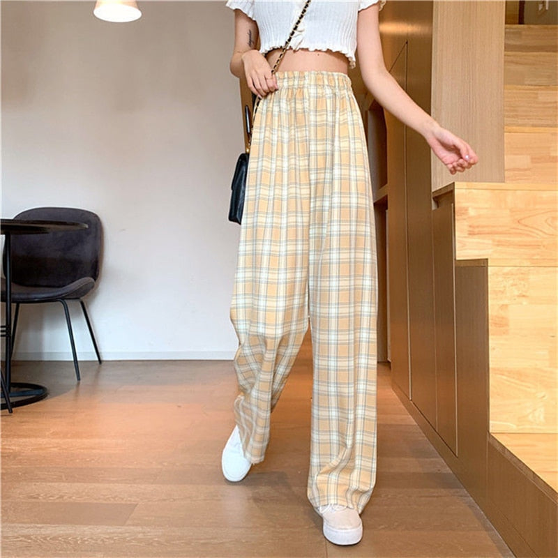 Heidi-Mode | Damenhosen Karierte Hose mit Hoher Taille für Einen Trendigen und Lässigen Look