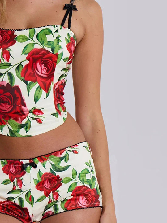 Heidi-Mode | Floral Top und Skinny Shorts Set
