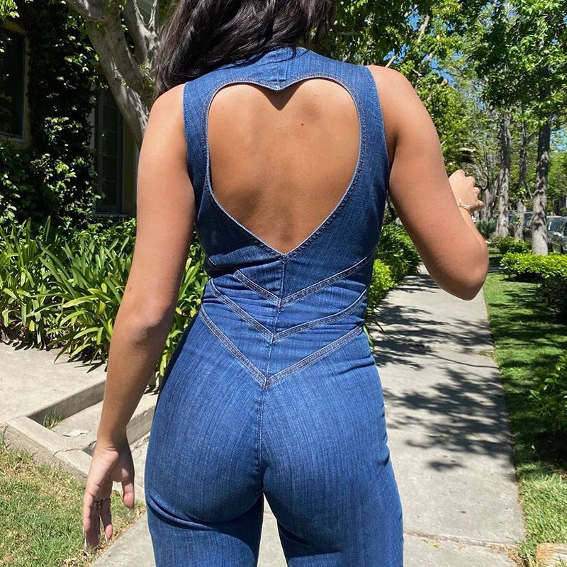 Heidi-Mode | Bodycon Rückenfreier Herz Jumpsuit