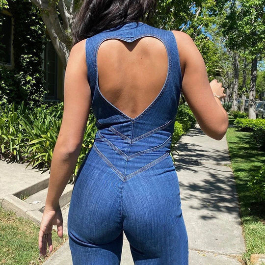 Heidi-Mode | Bodycon Rückenfreier Herz Jumpsuit