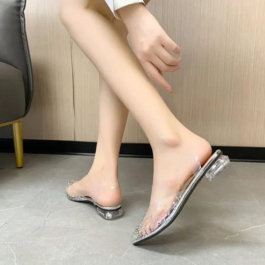 Heidi-Mode | Mode Frauen Schuhe Sommer Transparent Rhinestone Stiletto Sandalen Kristallschuhe Frauen Hochhackige Große Größen