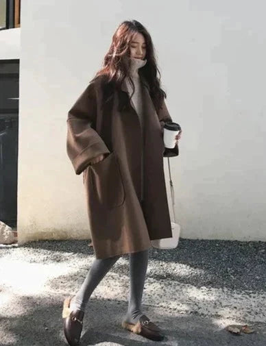 Eleganter Übergröße Wolltrenchcoat