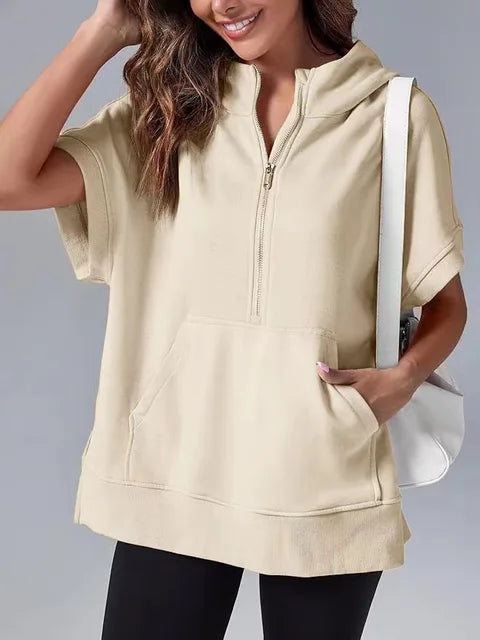 Heidi-Mode | Lässiger Kurzarm-Kapuzenpullover