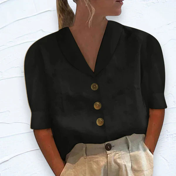 Heidi-Mode | Freizeit Bluse Top mit Kragen und Knöpfen für Damen