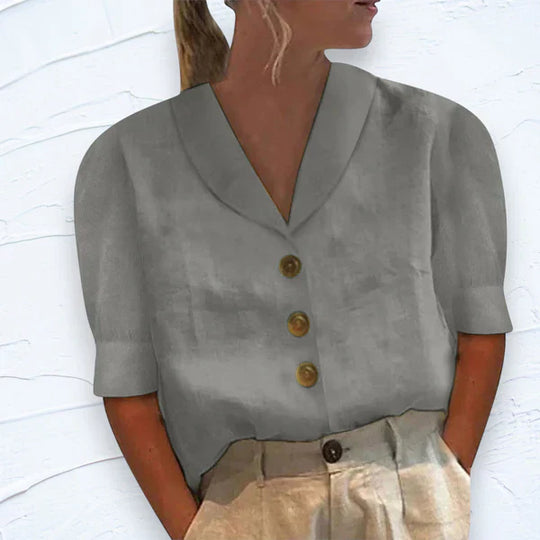 Heidi-Mode | Freizeit Bluse Top mit Kragen und Knöpfen für Damen