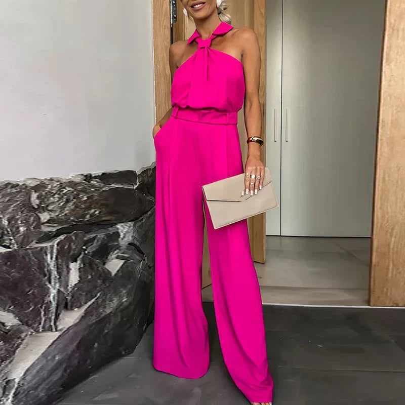 Heidi-Mode | Sexy Off-Shoulder Hohe Taille Jumpsuit Frauen Lässig Ärmellos Breite Beine Solid Romper Elegant Plissee Lose Lang Playsuit