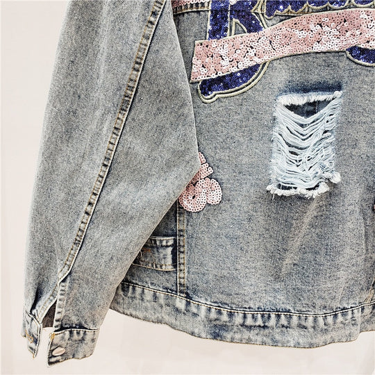 Jeansjacke mit Glitzer