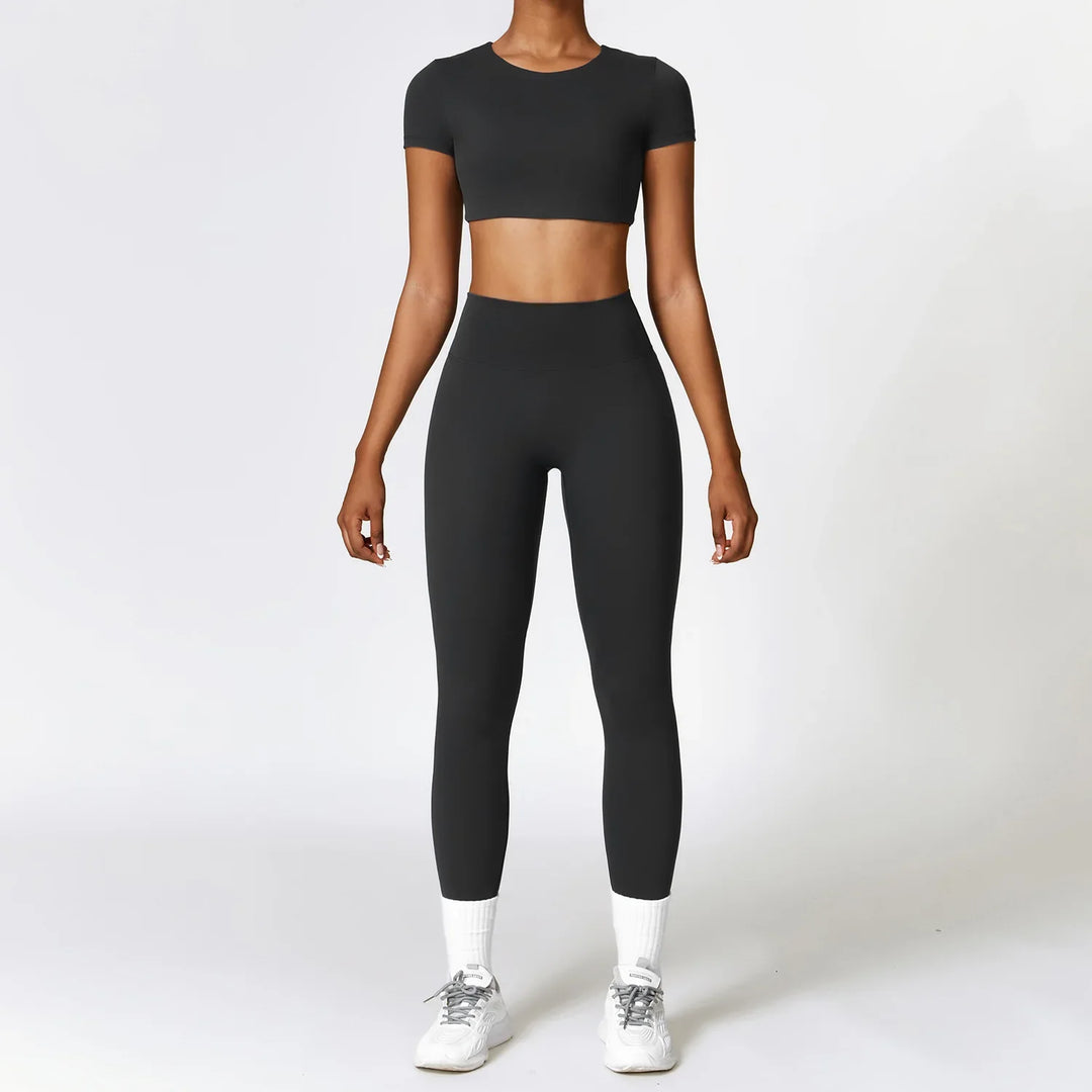 Heidi-Mode | Komplett Home Slid Leggings und Top mit Kurzen Ärmeln