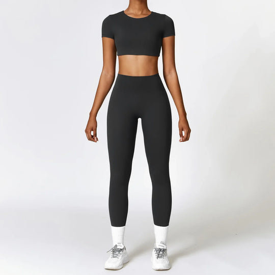 Heidi-Mode | Komplett Home Slid Leggings und Top mit Kurzen Ärmeln