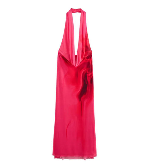 Heidi-Mode | Halter Offene V-Rückenlose Maxi Kleider