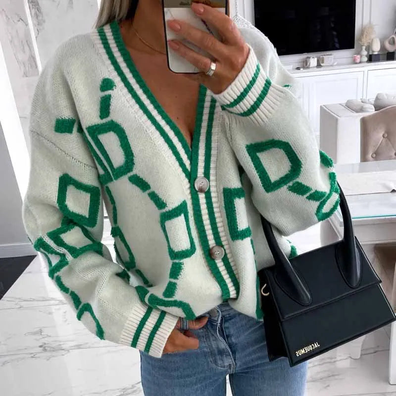 Heidi-Mode | Geometrisch Gemusterte Strickjacke