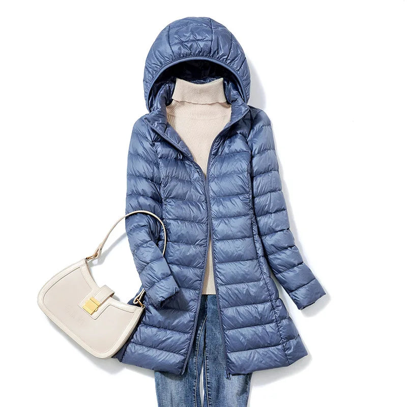 Heidi-Mode | Leichte Damen Daunenjacke mit Abnehmbarer Kapuze