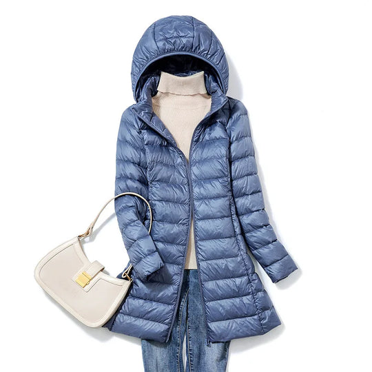 Heidi-Mode | Leichte Damen Daunenjacke mit Abnehmbarer Kapuze