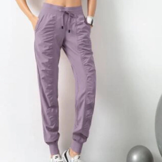 Heidi-Mode | Stoff Schnürsenkel Lauf Sport Joggers Frauen Schnell Trocknend Athletic Fitness Trainings Sweatpants mit Zwei Taschen Bewegung Hosen