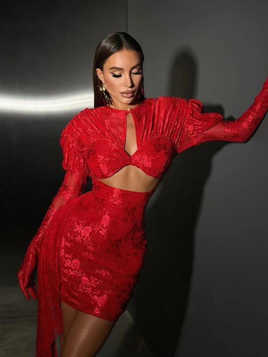 Heidi-Mode | Neue Sexy Handschuhe mit Langen Ärmeln Minikleid