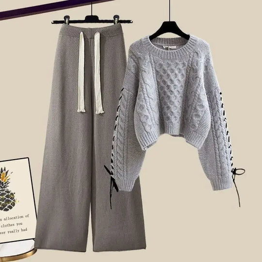 Heidi-Mode | Zweiteiliges Set für Frauen mit Pulli und Weitem, Bequemen und Warmen Hosen