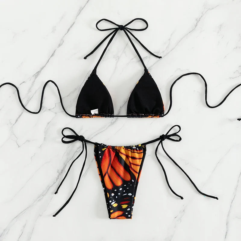 Heidi-Mode | Butterfly Triangle Thong Mikro Bikini Satzs