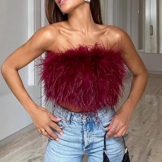 Heidi-Mode | Party Crop Top Super Soft Bauchfrei Komfortabel Rückenfreies Off Shoulder Damen Camisole Hautberührung Club Weste Nachtparty Kleidung
