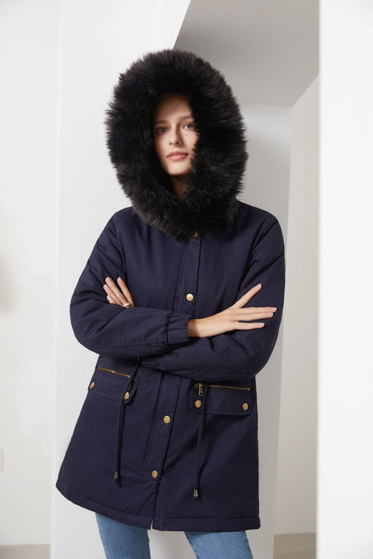 Heidi-Mode | Damenjacke für Halblangen Parka mit Schickem Pelzkragen
