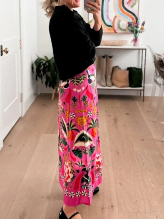 Heidi-Mode | Frühling/Sommer Neue Straße Tropische Pflanzenprint Retro Halbrock Damen Elegant Unterer Halb Bunt Gedruckter Halbrock