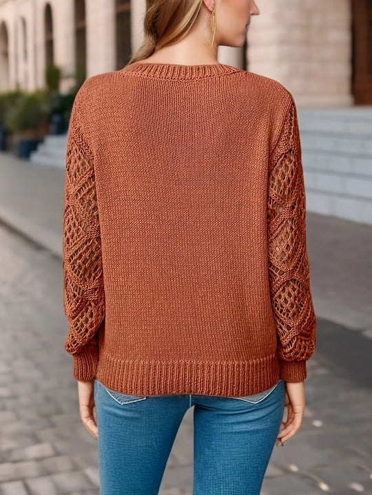 HeidiMode | Solid V-Ausschnitt Strickpullover