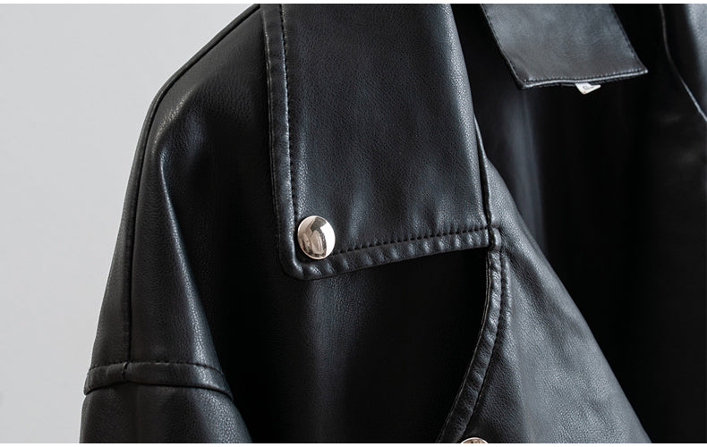 Heidi-Mode | PU-Leder Lange Moto Jacken mit Gürtel