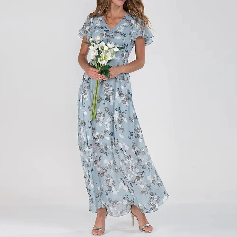 Heidi - Langes Sommerkleid mit Blumenmuster