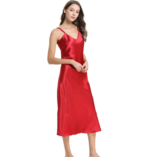 Heidi-Mode | Langes Satin Nachthemd Damen