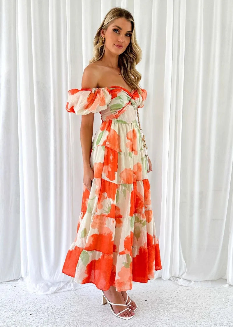 Heidi-Mode | Puffärmel Off Shoulder Maxi Kleider