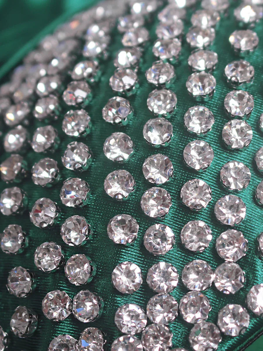 Heidi-Mode | Satin Strass Büste Seiten Schleppe Split Kleider