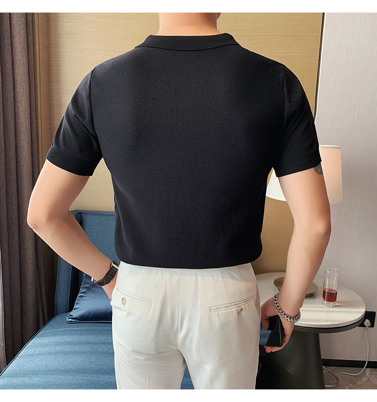 Heidi-Mode | Strick Kontraststreifen Kurzarm Polo Shirts