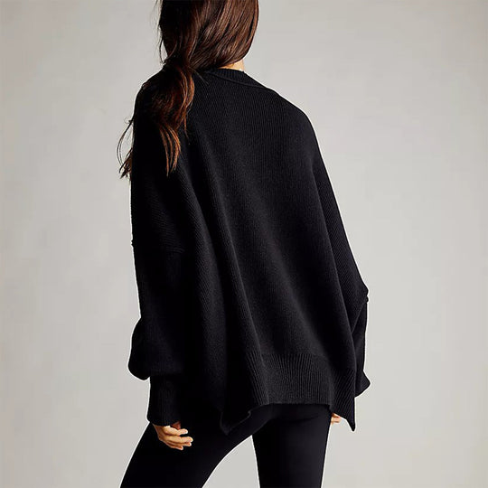 Heidi-Mode | Pull Femme Élegant Rouge Oversize À Col Rond Et Manches Longues